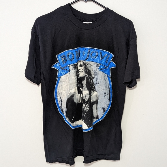 Vintage 80's BON JOVI ROCK Concert T Shirt Size Large SSI Tag - Picture 2 of 8